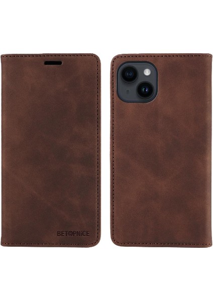 Iphone 14 Için Kılıf Artı Manyetik Folio Cüzdan Koruyucu Pu Deri (Yurt Dışından)