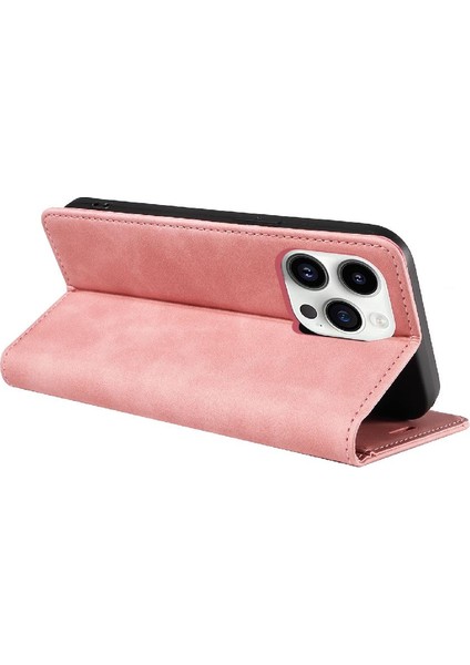 Iphone 15 Için Kılıf Pro Koruyucu Folyo Cüzdan Manyetik Pu Deri (Yurt Dışından)
