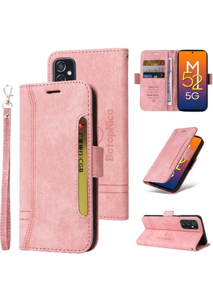Samsung Galaxy M52 5g Kart Yuvaları Için Kılıf Cüzdan Kapak Çevirin Tpu Deri (Yurt Dışından)