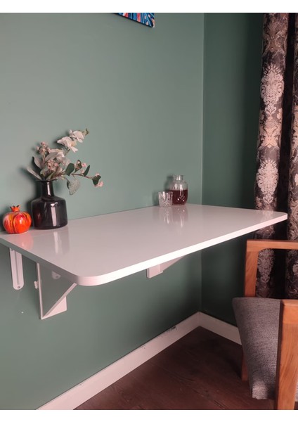 Katlanabilir Duvara Monte MDF ve Lake Boya, Masa Açılır Kapanır Raf Masa Ahşap Masa Dekoratif Masa Laptop Standı Çalışma Masası Yemek Masası