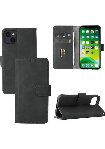 Kart ile iphone 13 Kart Ekleme Deri Folio Flip Case Için Kılıf (Yurt Dışından)