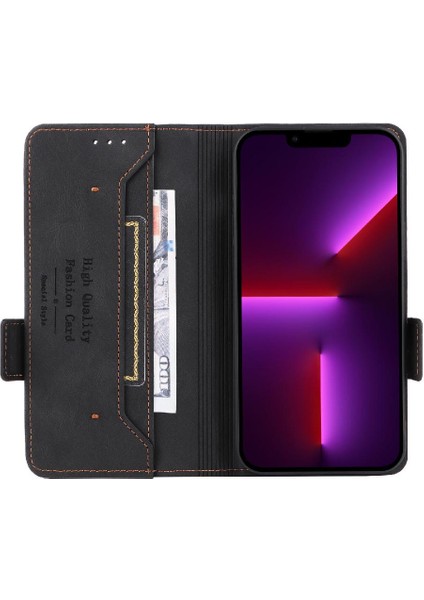Kart Tutucu Kickstand Deri Folio Flip ile iphone 14 Plus Için Kılıf (Yurt Dışından)