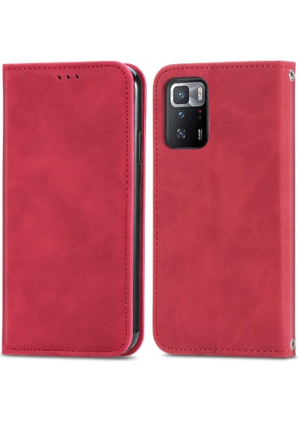Redmi Not 10 Pro 5g Için Kılıf Kapak Çevirin Darbeye Cüzdan Basit Deri (Yurt Dışından)