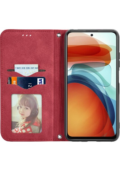 Redmi Not 10 Pro 5g Için Kılıf Kapak Çevirin Darbeye Cüzdan Basit Deri (Yurt Dışından)
