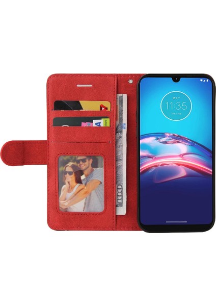 Motorola Moto E 2020 Kart Yuvası Standı Pu ile Iki Renkli Dikiş (Yurt Dışından)