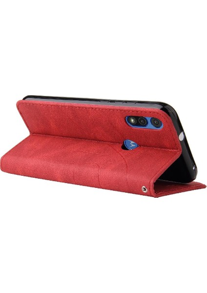Motorola Moto E 2020 Kart Yuvası Standı Pu ile Iki Renkli Dikiş (Yurt Dışından)