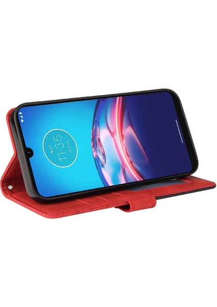 Motorola Moto E 2020 Kart Yuvası Standı Pu ile Iki Renkli Dikiş (Yurt Dışından)