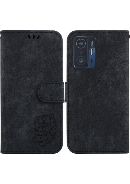 Xiaomi 11T/11T Pro Flip Folio Kabartmalı Sevimli Kaplan Cüzdan Kılıf (Yurt Dışından)