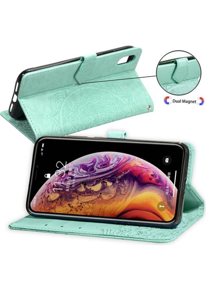 Iphone Xr Flip Kapak Zarif Desen Deri Kılıf Darbeye (Yurt Dışından)