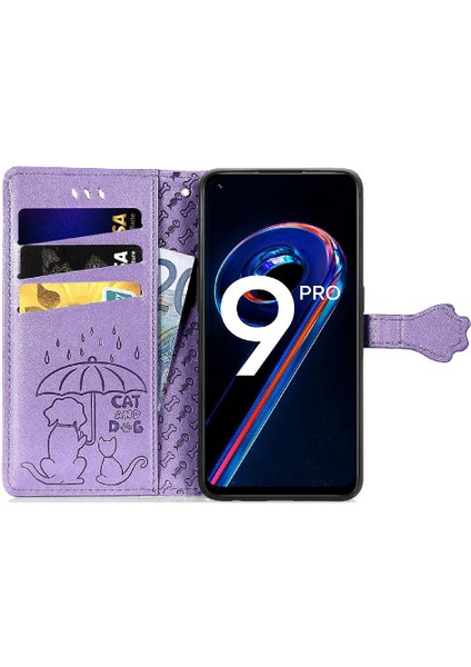 Realme 9 Pro Darbeye Karikatür Hayvanlar Için Kılıf Deri Kılıf Kapak Çevirin (Yurt Dışından)