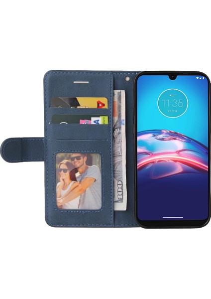 Motorola Moto E 2020 Kart Yuvası Standı Pu ile Iki Renkli Dikiş (Yurt Dışından)