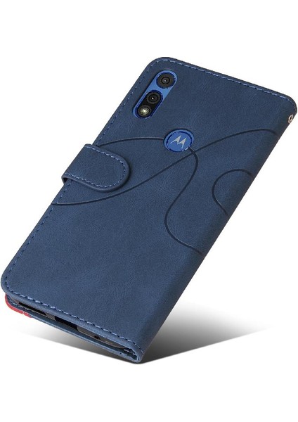 Motorola Moto E 2020 Kart Yuvası Standı Pu ile Iki Renkli Dikiş (Yurt Dışından)