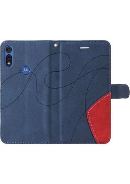 Motorola Moto E 2020 Kart Yuvası Standı Pu ile Iki Renkli Dikiş (Yurt Dışından)