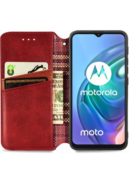 Mays Home1 Motorola Moto G30 Zarif Iş Deri Kılıf Kapak Çevirin (Yurt Dışından)