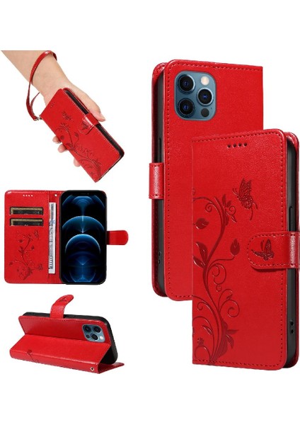 El Kayışı Yüksek Kaliteli Deri ve Kart ile IPhone 12 Pro Max Için Kılıf (Yurt Dışından)