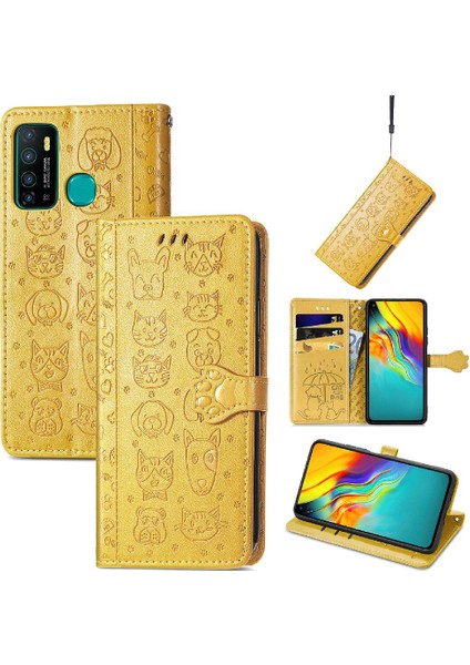 Infinix Sıcak 9 Karikatür Hayvanlar Için Kılıf Kapak Kapak Kısa Kayış Darbeye (Yurt Dışından)