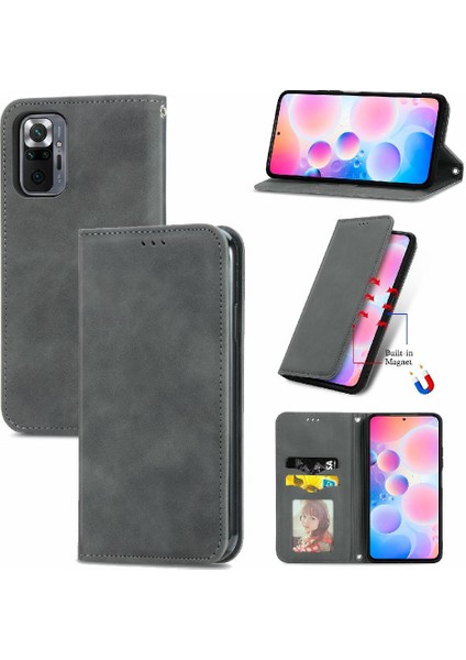 Redmi Not 10 Pro Cüzdan Için Kılıf Basit Iş Kapak Çevirin Darbeye (Yurt Dışından)