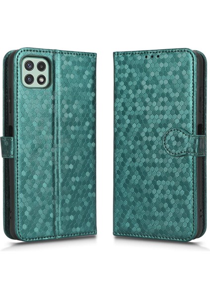 Samsung Galaxy A22 5g Için Kılıf Deri Cüzdan Kapak Geometrik Desen (Yurt Dışından)