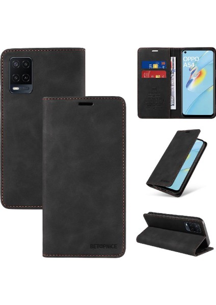 Oppo Için Kılıf A16 4G/A16S/A54S Folio Cüzdan Manyetik Pu Deri Koruyucu (Yurt Dışından)