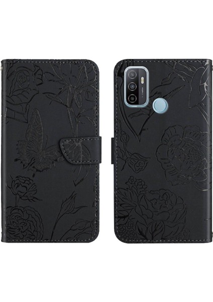 Oppo A53 4g Çiçekler ve Bilek Kayışı Darbeye Dayanıklı Kelebekler Için Kılıf (Yurt Dışından)
