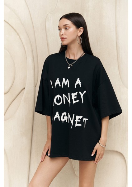 Collection Money Magnet Siyah Oversize T-Shirt