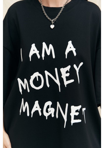 Collection Money Magnet Siyah Oversize T-Shirt