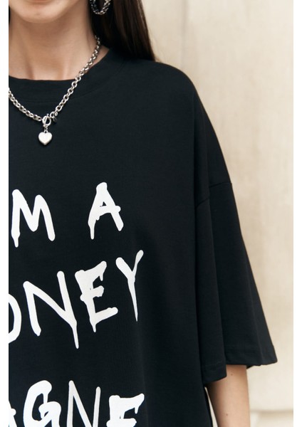 Collection Money Magnet Siyah Oversize T-Shirt