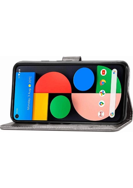 Google Pixel 5 Için Kılıf Zarif Iş Kapak Kapak Dört Yapraklı Yonca (Yurt Dışından)