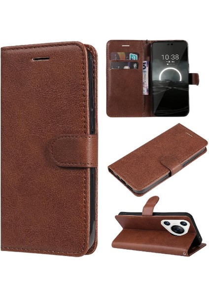 Kart Yuvası Klasik Düz Renk Iş Telefonu ile Huawei P70 Için Flip Case (Yurt Dışından)