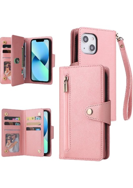 El Kayışı Kart Tutucu Fermuar Cüzdan Kapak Deri ile iphone 13 Için Kılıf (Yurt Dışından)