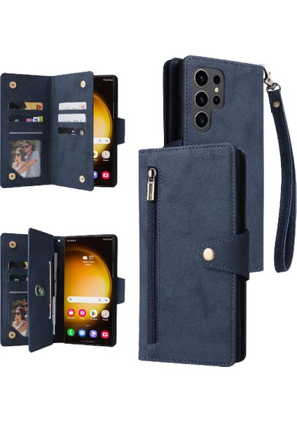 Samsung Galaxy S24 Ultra Kart Tutucu Için Kılıf ile El Kayışı Fermuar Kapak (Yurt Dışından)