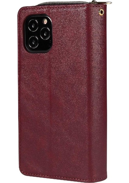 Iphone 12 Için Kılıf Pro Max Kart Tutucu Fermuar Cep Flip Kapak ile El (Yurt Dışından)