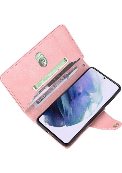 Samsung Galaxy S21 5g Kart Tutucu Manyetik Deri Fermuar Cüzdan (Yurt Dışından)