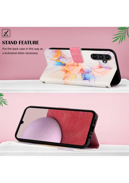 Samsung Galaxy A05S Cüzdan Pu Deri Mermer Desen Kickstand (Yurt Dışından)