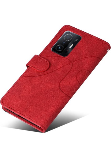 Xiaomi 11T/11T Pro Pu Deri Flip Folio Kılıf Kickstand Iki Renkli (Yurt Dışından)