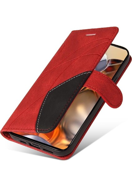 Xiaomi 11T/11T Pro Pu Deri Flip Folio Kılıf Kickstand Iki Renkli (Yurt Dışından)