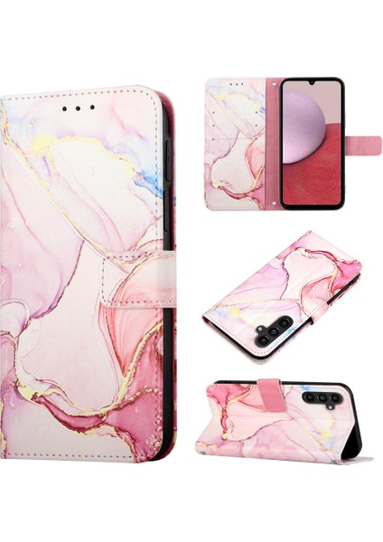 Samsung Galaxy A05S Cüzdan Pu Deri Mermer Desen Kickstand (Yurt Dışından)