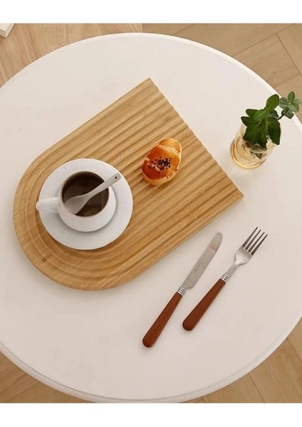 Bambu Dalgalı Sunum Tabağı Dekoratif Sunum Tahtası Gökkuşağı Sunum Tahtası