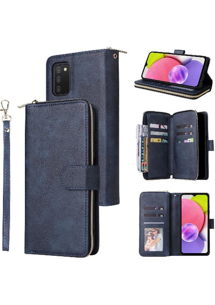 El Kayışı ile Samsung Galaxy A03S Için Kılıf Kapak Çevirin Kart Tutucu Cüzdan (Yurt Dışından)