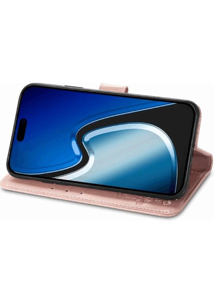 Iphone 15 Için Kılıf Artı Flip Kapak Dört Yapraklı Yonca Deri Kılıf Zarif (Yurt Dışından)