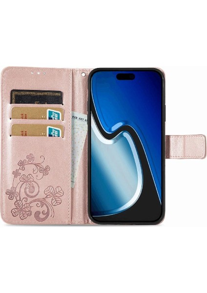 Iphone 15 Için Kılıf Artı Flip Kapak Dört Yapraklı Yonca Deri Kılıf Zarif (Yurt Dışından)