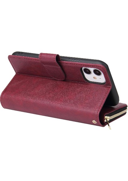 Iphone 11 Için Kılıf Pro Max Fermuar Cep Flip Kapak ile El Kayışı Cüzdan (Yurt Dışından)