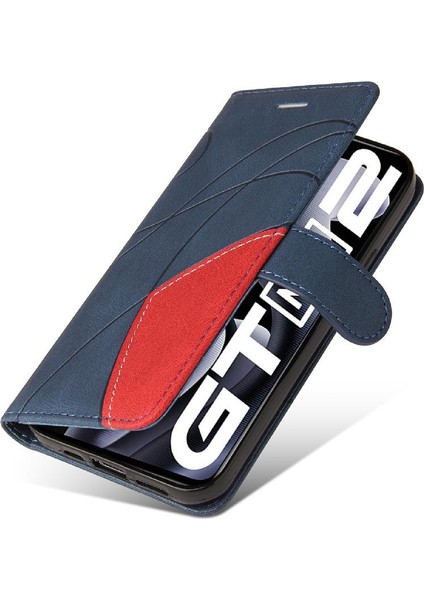 Realme Gt Neo 2 Iki Renkli Dikiş Kickstand Koruyucu Pu Flip Için Kılıf (Yurt Dışından)