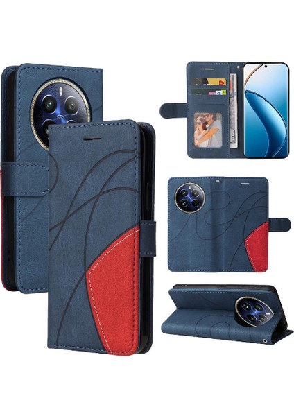 Realme 12 Pro Artı Kickstand Koruyucu Iki Renkli Dikiş Için Flip Case (Yurt Dışından)