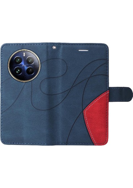 Realme 12 Pro Artı Kickstand Koruyucu Iki Renkli Dikiş Için Flip Case (Yurt Dışından)