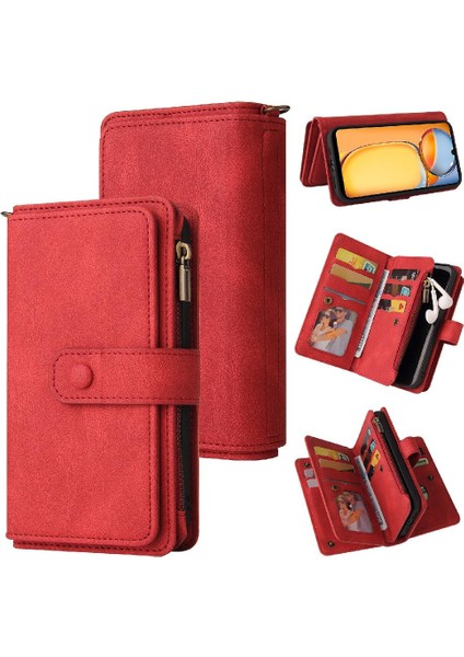 Kart Yuvası Standı Onbeş Kart Yuvaları Pu ile Xiaomi Redmi 13C Için Kılıf (Yurt Dışından)