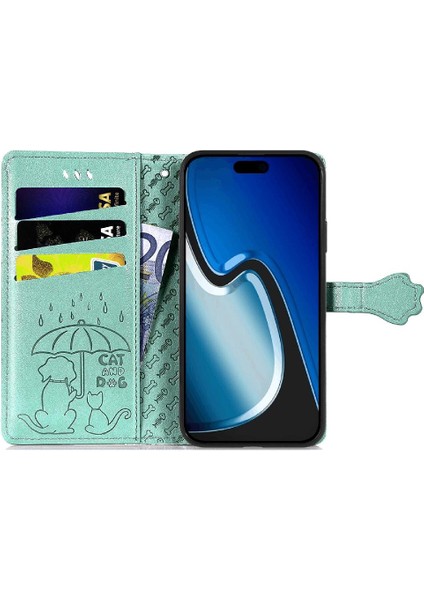 Iphone 15 Için Kılıf Artı Karikatür Hayvanlar Kısa Kayış Darbeye Deri (Yurt Dışından)