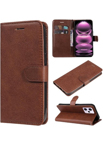 Xiaomi Poco X5 Pro 5g Için Flip Case Klasik Düz Renk Iş Cüzdan (Yurt Dışından)