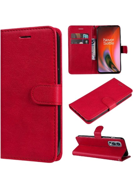 Oneplus Nord 2 5g Için Flip Case Kart Yuvası ile Klasik Düz Renk Yüksek (Yurt Dışından)