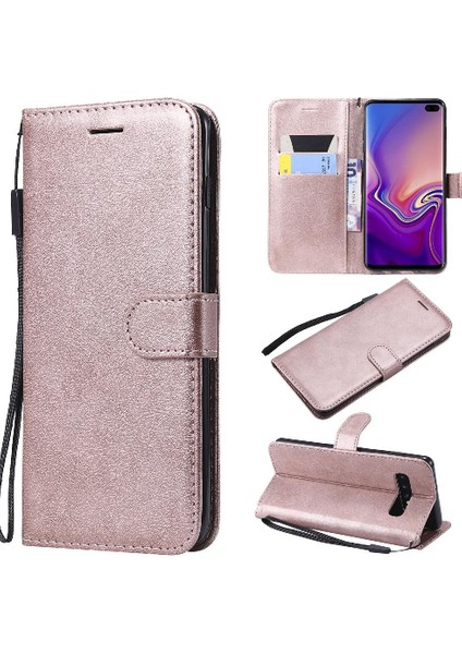 Kart Yuvası ile Samsung Galaxy S10 Artı Klasik Düz Renk Için Flip Case (Yurt Dışından)